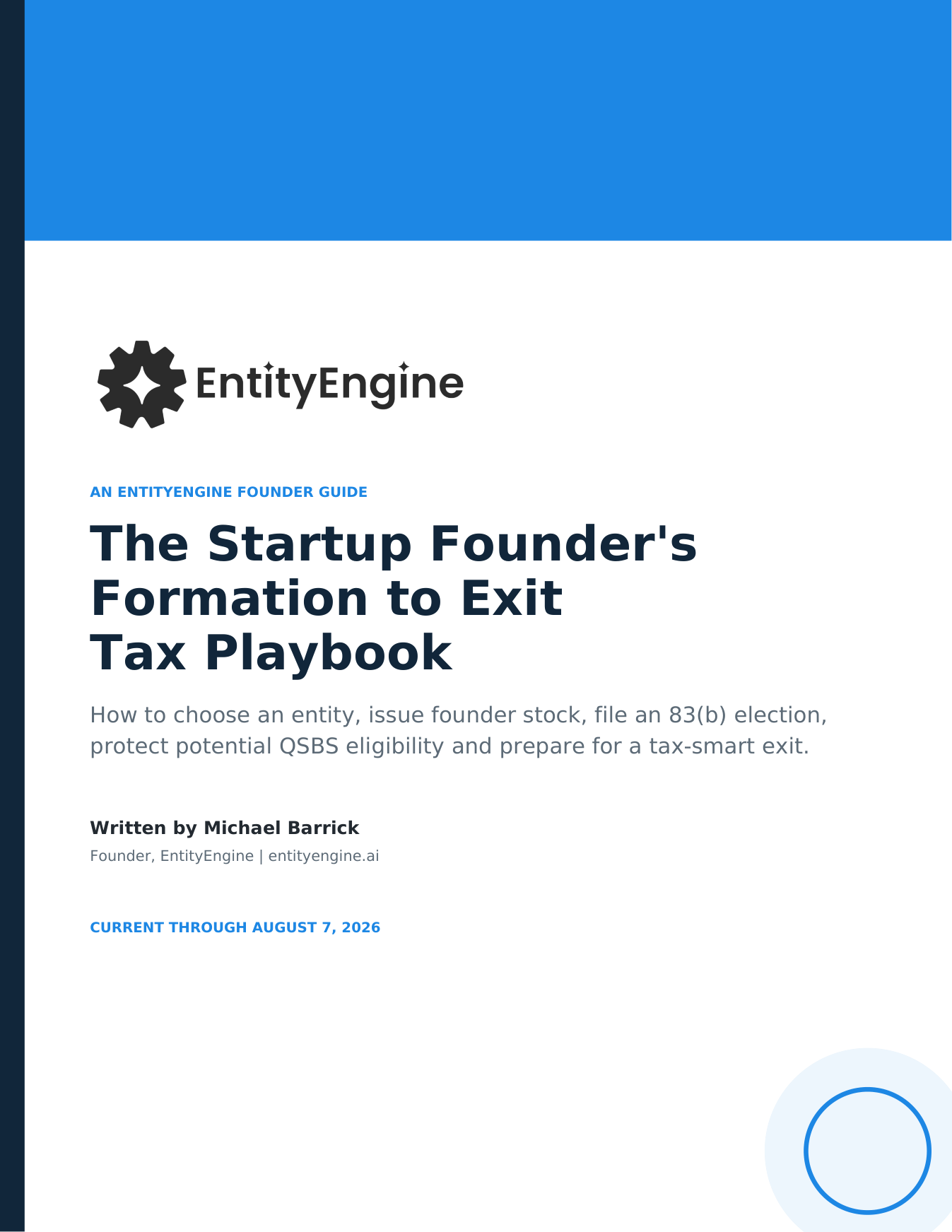 Cover of The Startup Founder's Formation to Exit Tax Playbook